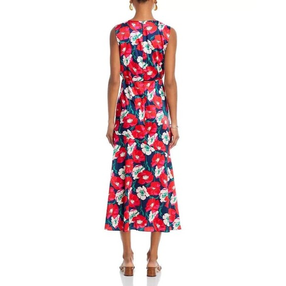 Sam Edelman Women's Sleeveless V Neck Midi Dress Floral Colorful Red Pink 14 - Picture 4 of 14
